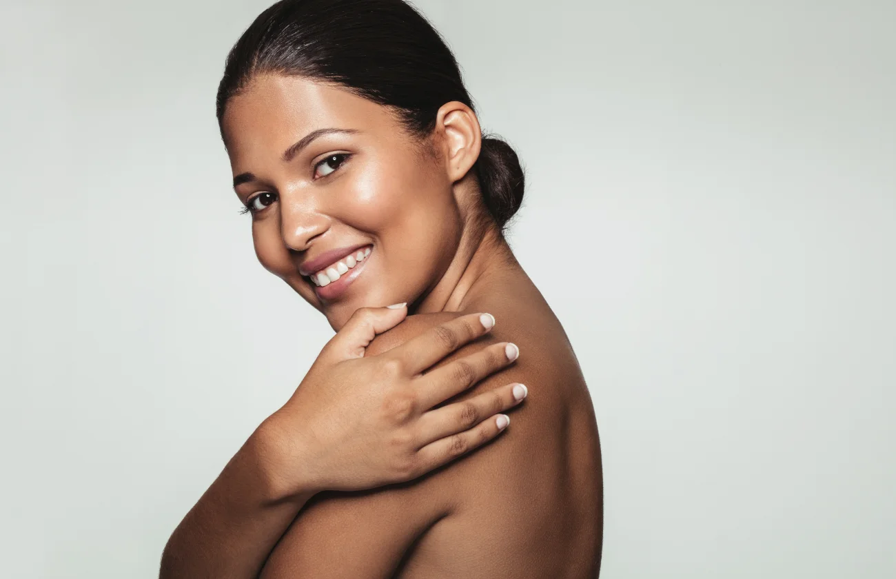 ethnic rhinoplasty treatment. Female model with beautiful clean skin